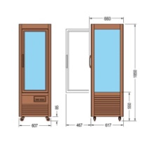 Frigo vetrina in legno 6 ripiani tondi