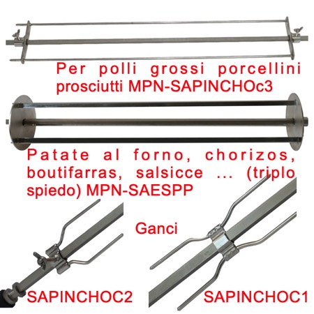 Gancio spiedo e lance per girarrosto - Clicca l'immagine per chiudere